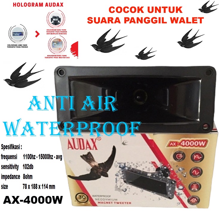 Tweeter Audax AX 4000W Waterproof Neodymium Magnet Tahan Air