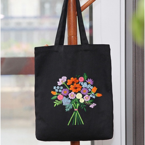 Embroidery Sulam Tas Bahu Canvas Tote Bag Kit Cross Stitch Bordir Handmade material handicraft DIY