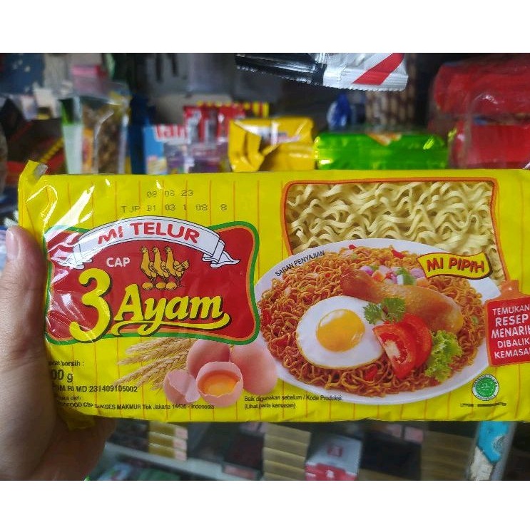 

MIE TELUR CAP 3 AYAM 200 GRAM - MIE TELUR KERITING