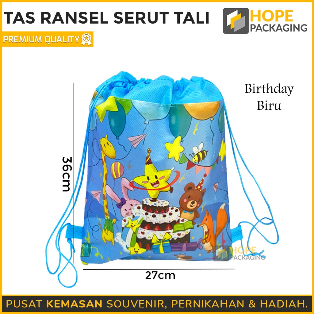 Tas Ransel serut tali Lebaran / idul fitri  /  tas souvenir / tas ulang tahun / pouch serba guna / travel pouch