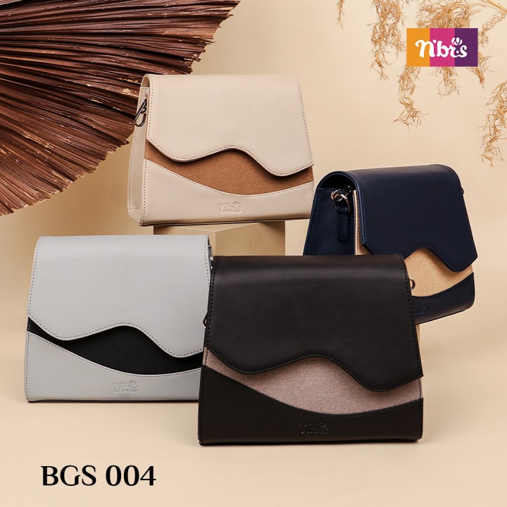 Tas Slempang Wanita Nibras BGS 004 Sling Bag I Elegan Warna Black Cream Grey Navy