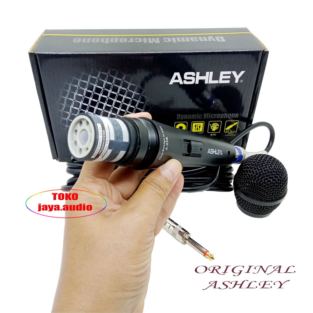 Mic Kabel ASHLEY A02 Mikrofon Dinamis Professional ASHLEY A-02  Mik Kabel Mic Vokal ASHLEY