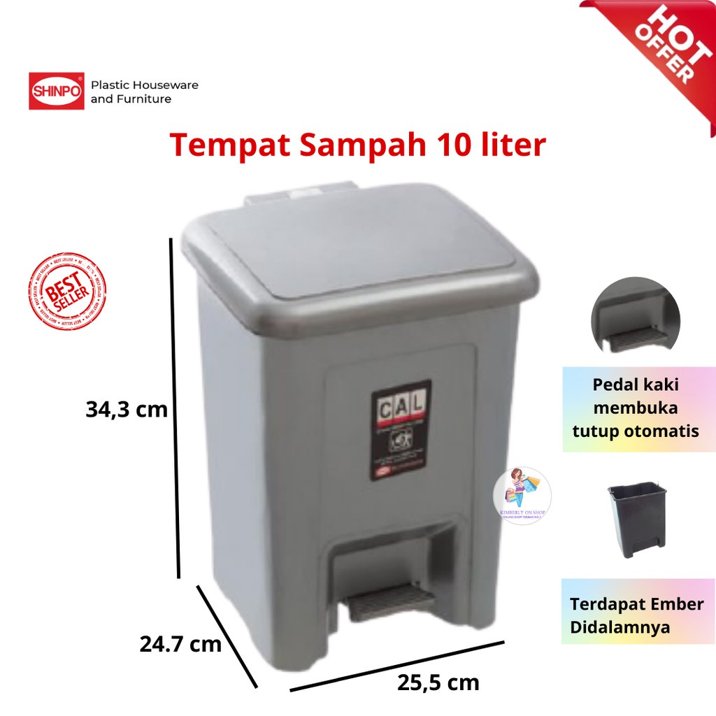 Tempat Sampah Injak Step on Dustbin 10ltr 710 Shinpo