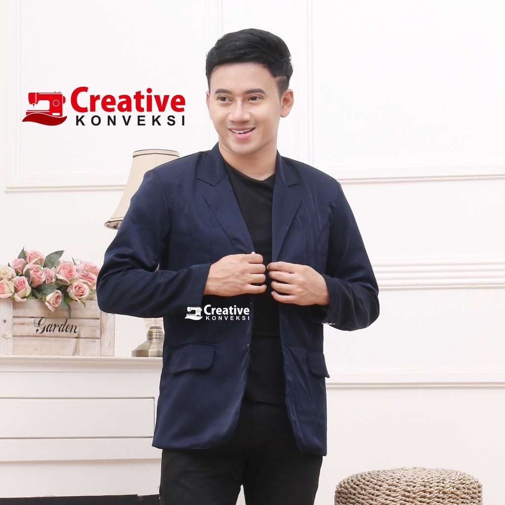 (BISA COD) Blazer Warna Biru Dongker Navy Wanita Formal Modern Kerja Kantor Interview Magang Sidang Kampus Kuliah / jas almamater sekolah / jas osis, rohis komunitas bisa tambah bordir