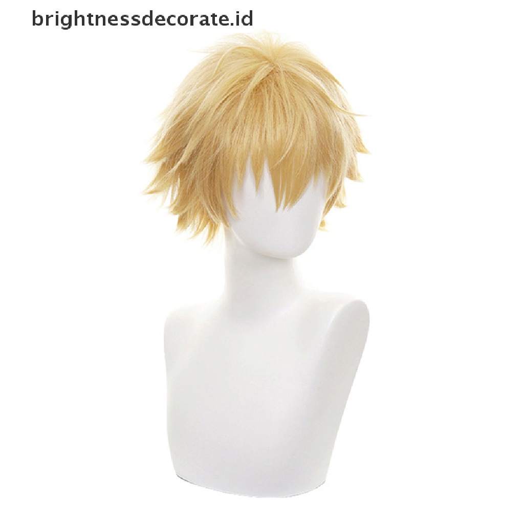 [Birth] Chain Man Denji Cosplay Kostum Wig Pria Anime Halloween Emas Rambut Pendek [ID]