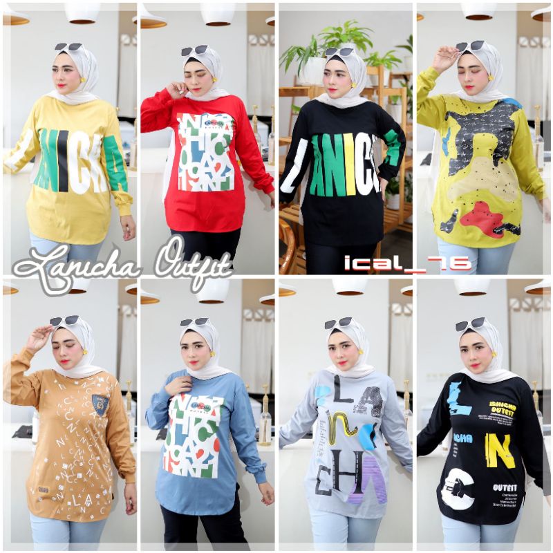 ATASAN KAOS WANITA LENGAN PANJANG / TOP LANICHA PREMIUM COMBET 24S / KAOS PAKAIAN WANITA TRRBARU