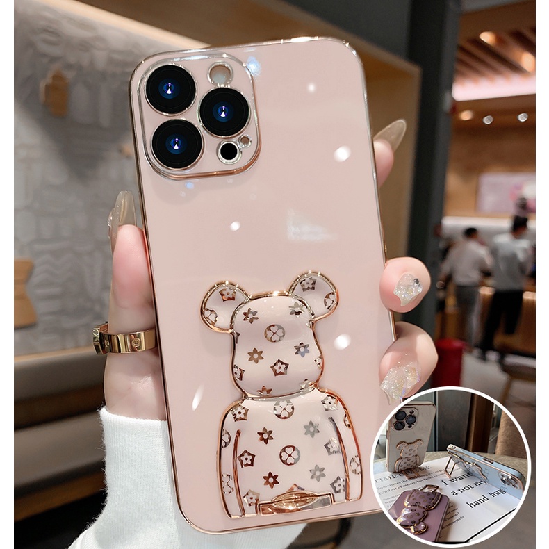 BEAR STAND case Samsung Note 8 9 10 10+ Plus Note 20 Ultra softcase metalic tpu with bear stand casi