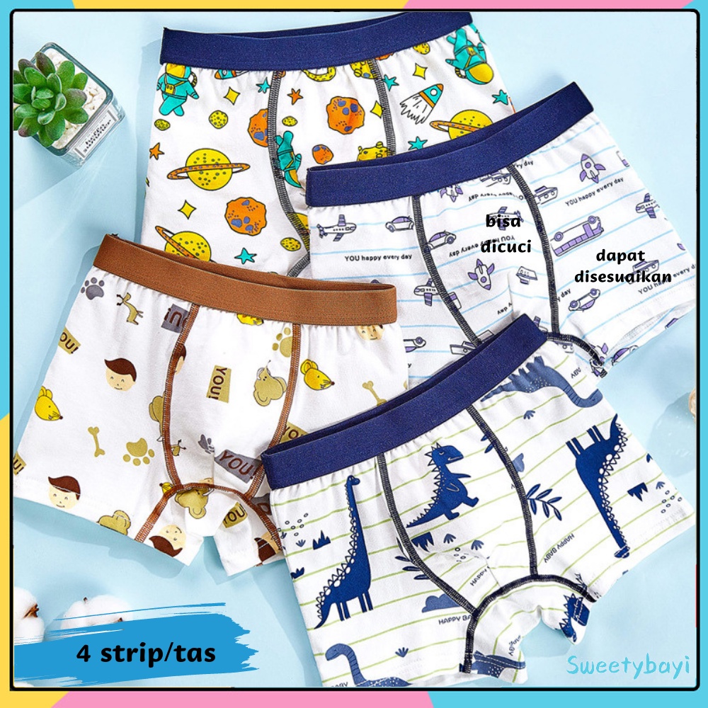 SweetyBayi 4PCS Celana dalam boxer anak laki laki katun murni Celana dalam anak cowok boxer anak cowok Artop kids