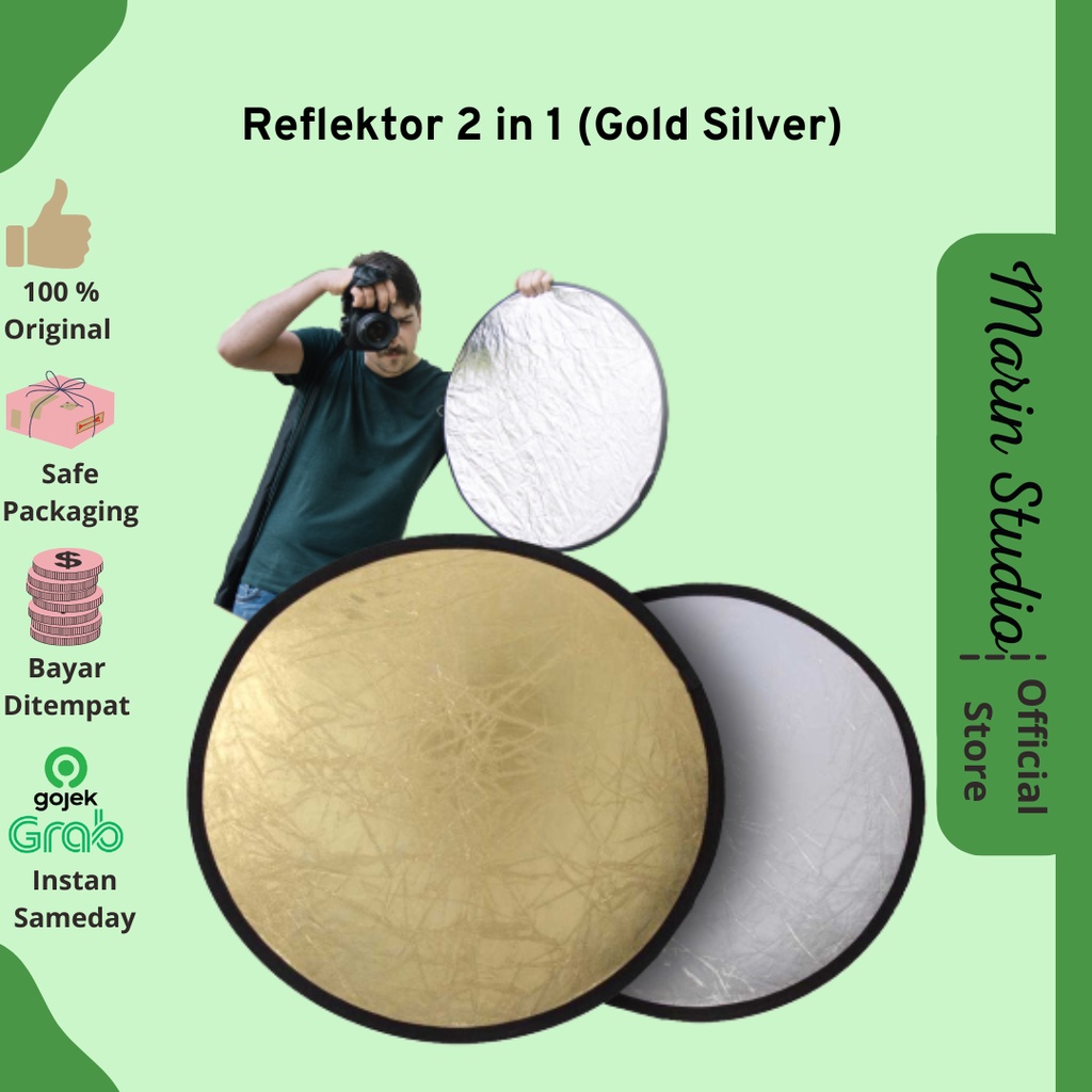 Reflektor Pemantul Cahaya 2 in 1 Gold Silver | Reflektor Cahaya | Reflektor Foto Studio | Reflector 