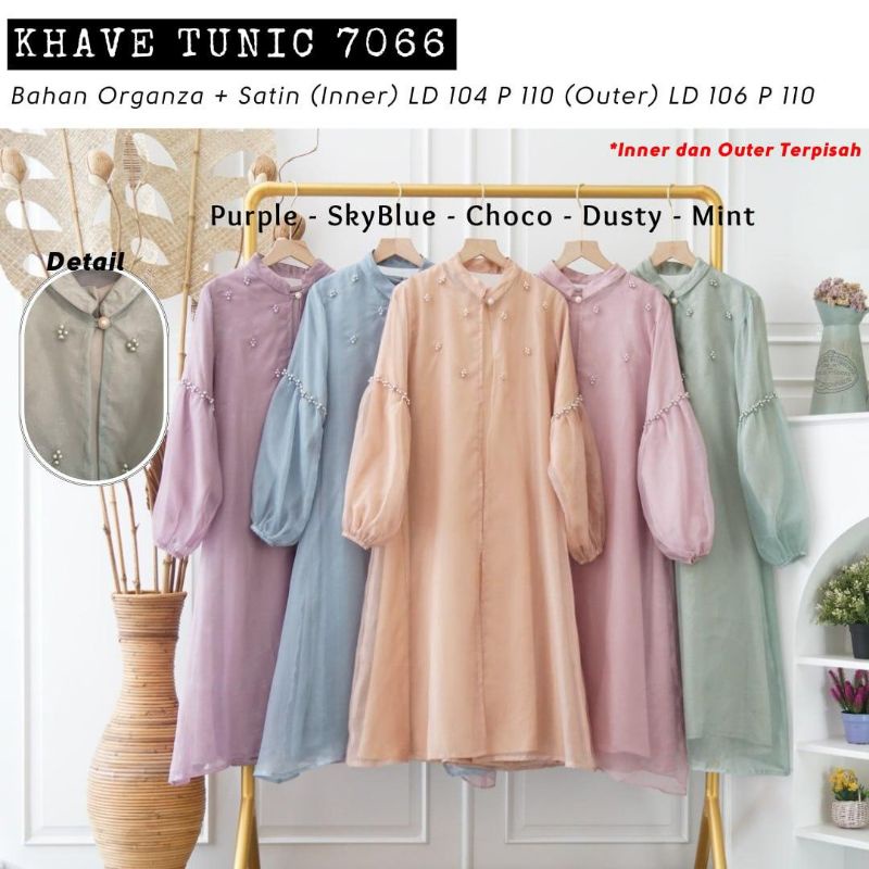Baju atasan tunik tunic outer lebaran 2026 muslim 2in1 set ( 2 Pcs ) inner satin silk silky & outer 
