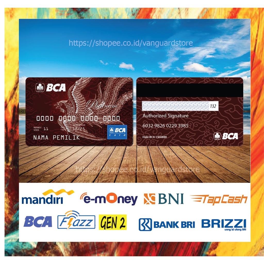 KARTU E MONEY E TOLL KARTU BCA ATIK MERAH DEBIT CREDIT EMONEY MANDIRI FLAZZ BCA BNI TAPCASH BRIZZI BRI - 2 SISI