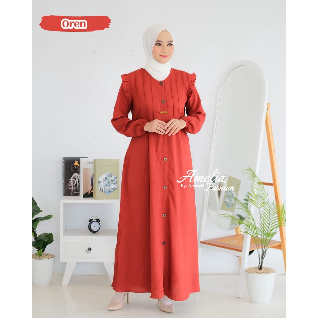 Dress katun linen ashila amelia shavana marwah Hana gamis polos wanita model terbaru