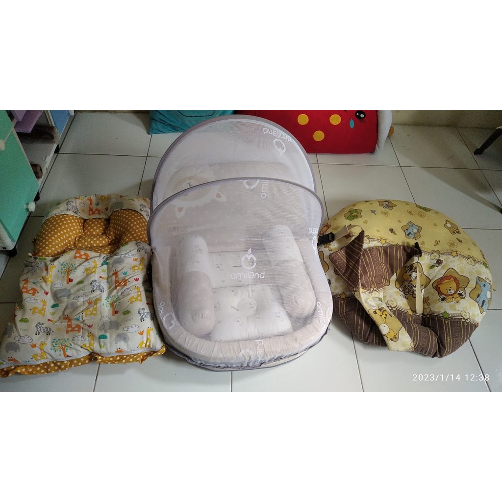 preloved paket 3 in 1 kasur bantal bayi / bantal santai bantal ayunan / sofa bayi second