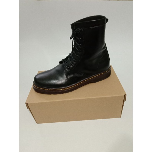 Sepatu docmart HARGA PROMO!!! boots 8 hole pria kulit sapi asli - hitam NDC03