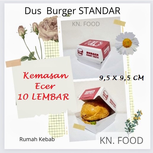 

Dus Burger Standar Ecer/ Kemasan Burger Standar Ecer 10Lembar uk9.5x9cm