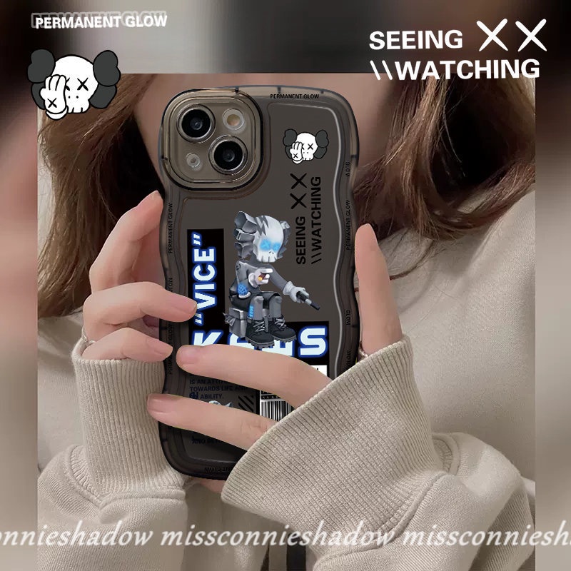 Vivo Y21s Y16 Y02 Y20 Y15 Y02s Y15s Y21 Y12 Y12s Y12i Y11 Y33s Y22 Y17 Y22s Y35 Y75 V20 V21 V25E V25 Y15A Y91 Y30 Y50 Y91C Kartun Fashion Violent Bear Kaws Lembut Bergelombang Wdge Case