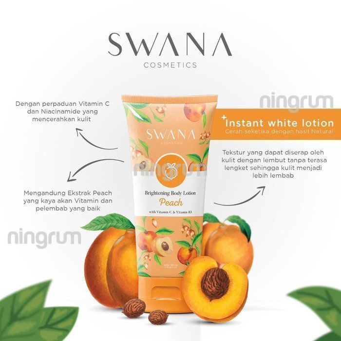 Ningrum Hanasui Swana Brightening Body Lotion Pomegranate | Peach Bodycare Lotion Pemutih BPOM - 5011