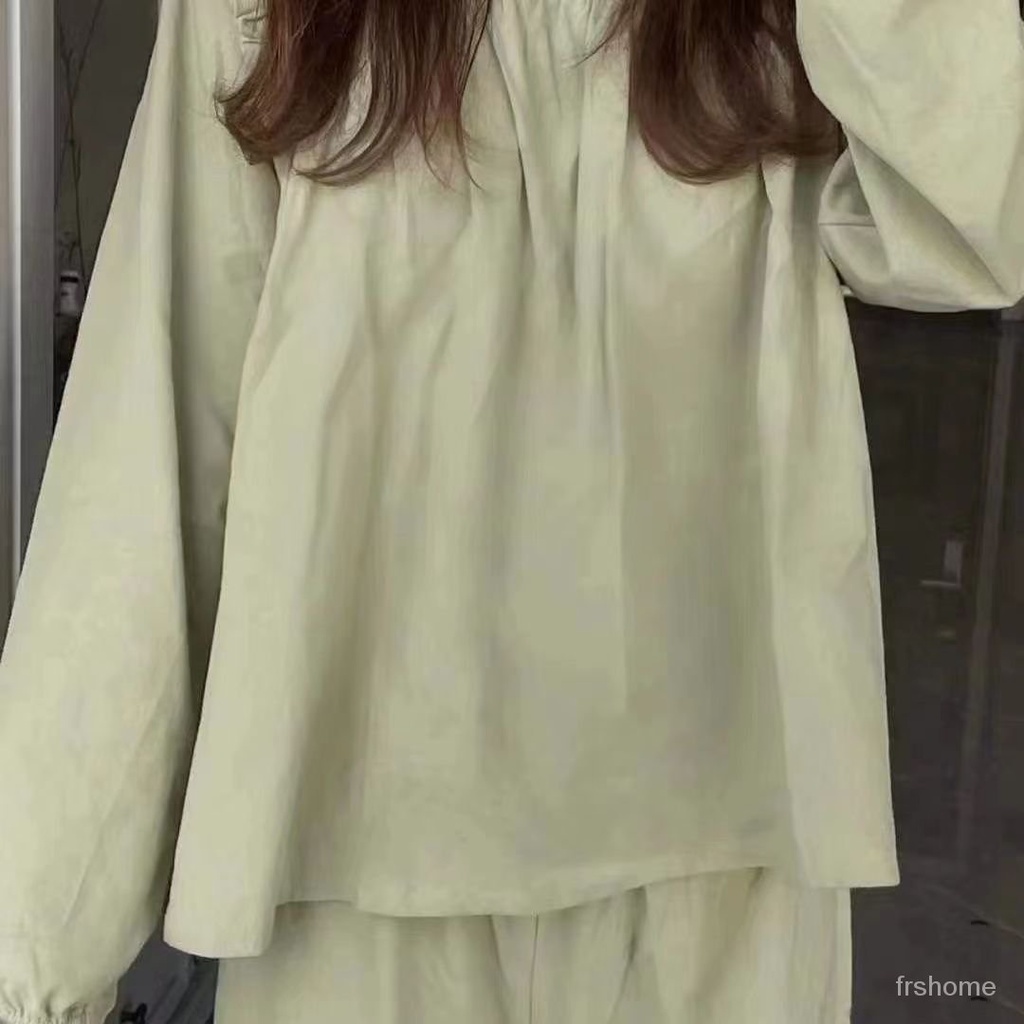 versi Korea piyama versi Korea bagian tipis warna solid sederhana longgar celana panjang kasual leng