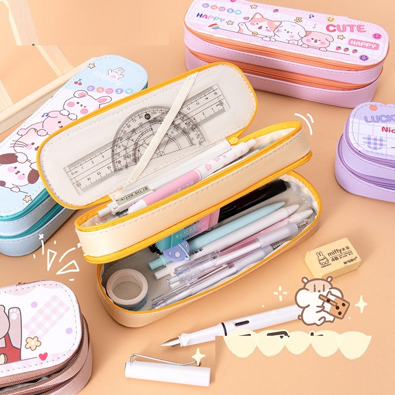 Pouch Pena Kotak Pencil Case Tempat Simpan Alat Tulis Organizer Warna Pastel OSM-ST0213