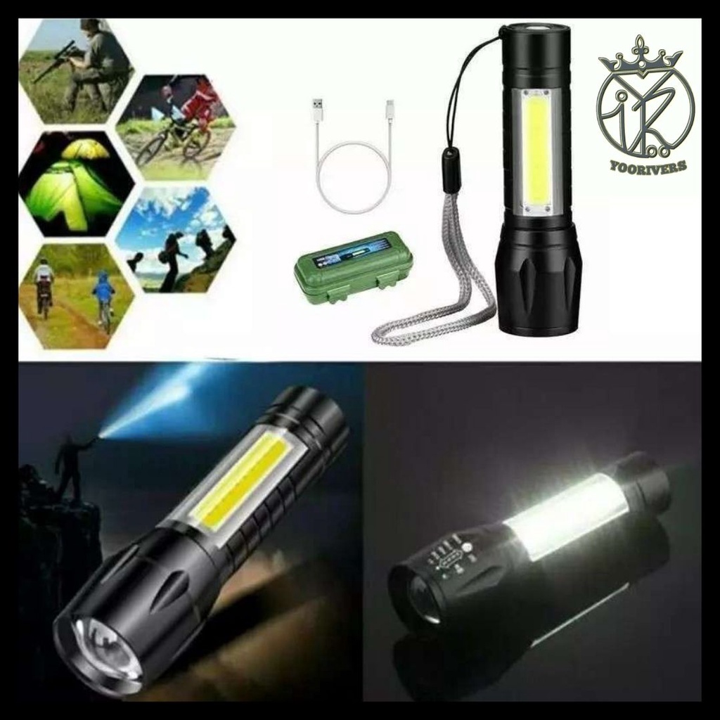 Alat LED COB senter cas anti air mini portable senter lampu emergency senter satpam polisi security 