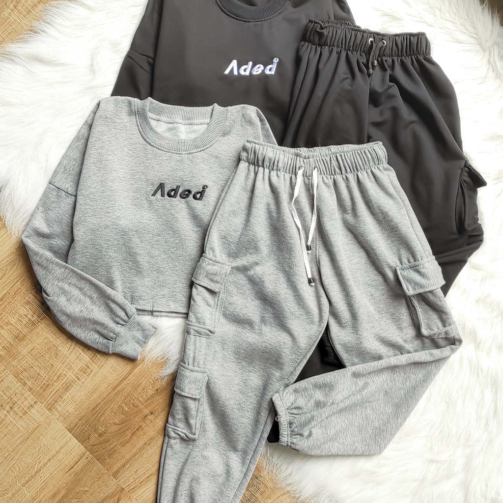 Sweatshirt Jogger &amp; sweater Sporty Adea Pria Dan Wanita Terbaru - Setelan Unisex