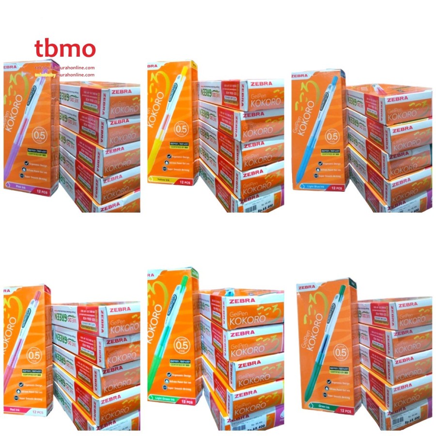 

TBMO BOLPEN KOKORO WARNA PER PACK ISI 12 / BOLPEN GEL WARNA