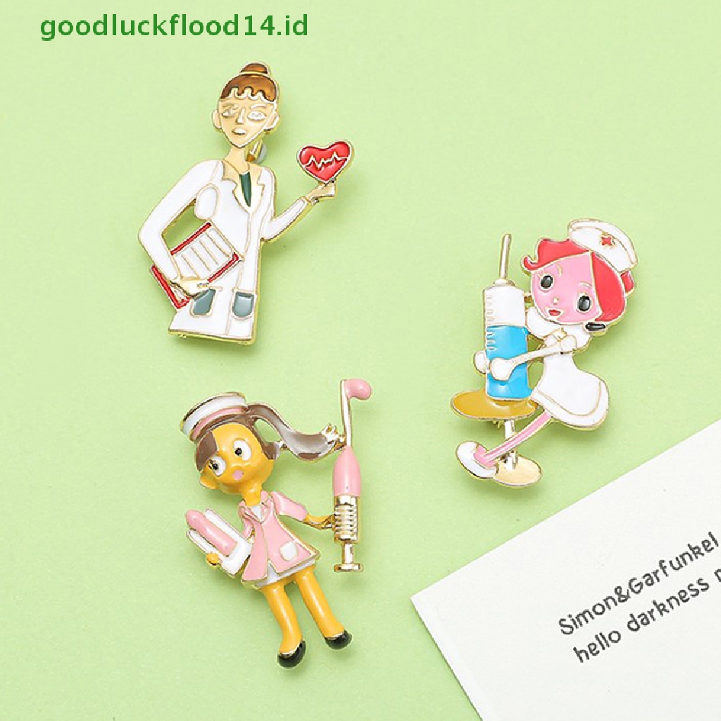 [GOOGFOUR] Kartun Lucu Perawat Dokter Bentuk Enamel Bros Pin Perhiasan Kreatif [TOP]