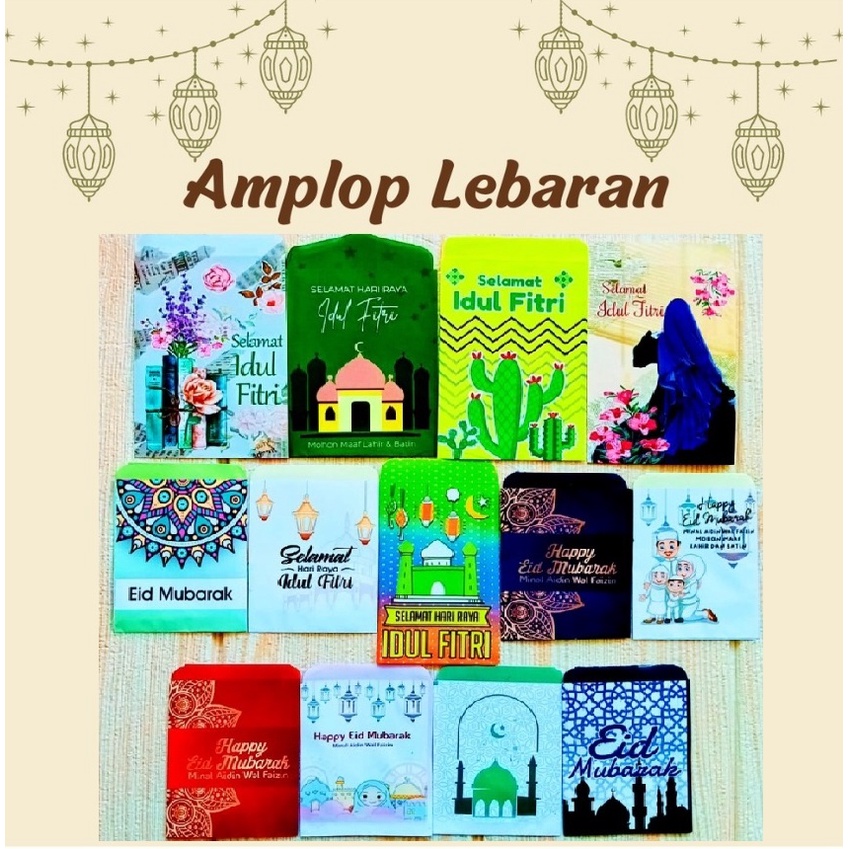 

(1 Set Isi 10 pcs) Amplop Lebaran Idul Fitri Angpau Uang Ucapan Selamat Hari Raya Ramadan eid mubarak Kartun Profesi motif snack