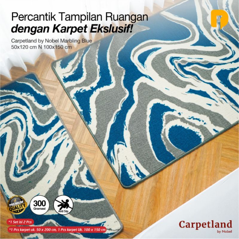 Jual Karpet Premium Carpetland By Nobel Marbling Blue 50 X 120 Cm N 100