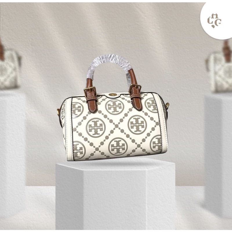 TB T Monogram MIni Embossed Wine Bucket Bag