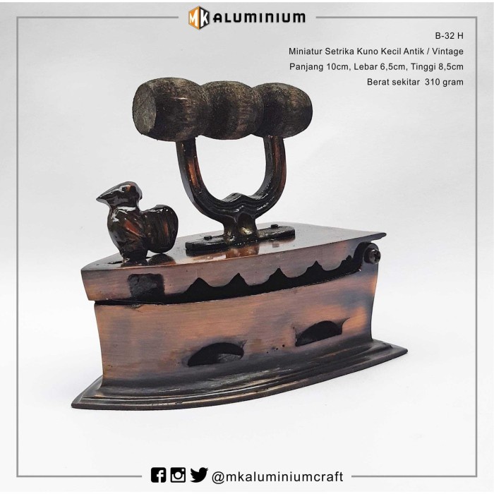 ✿ BISA COD✿ Miniatur Seterika Arang Ayam Jago Kuno S Antik - Setrika Kuningan