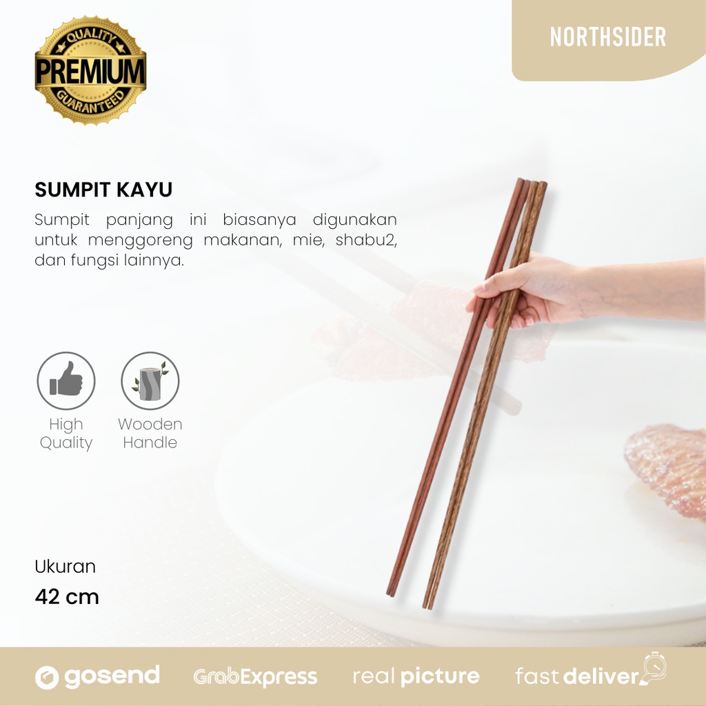 Sumpit kayu panjang 42cm | shabu-shabu - hot pot - mie - gorengan