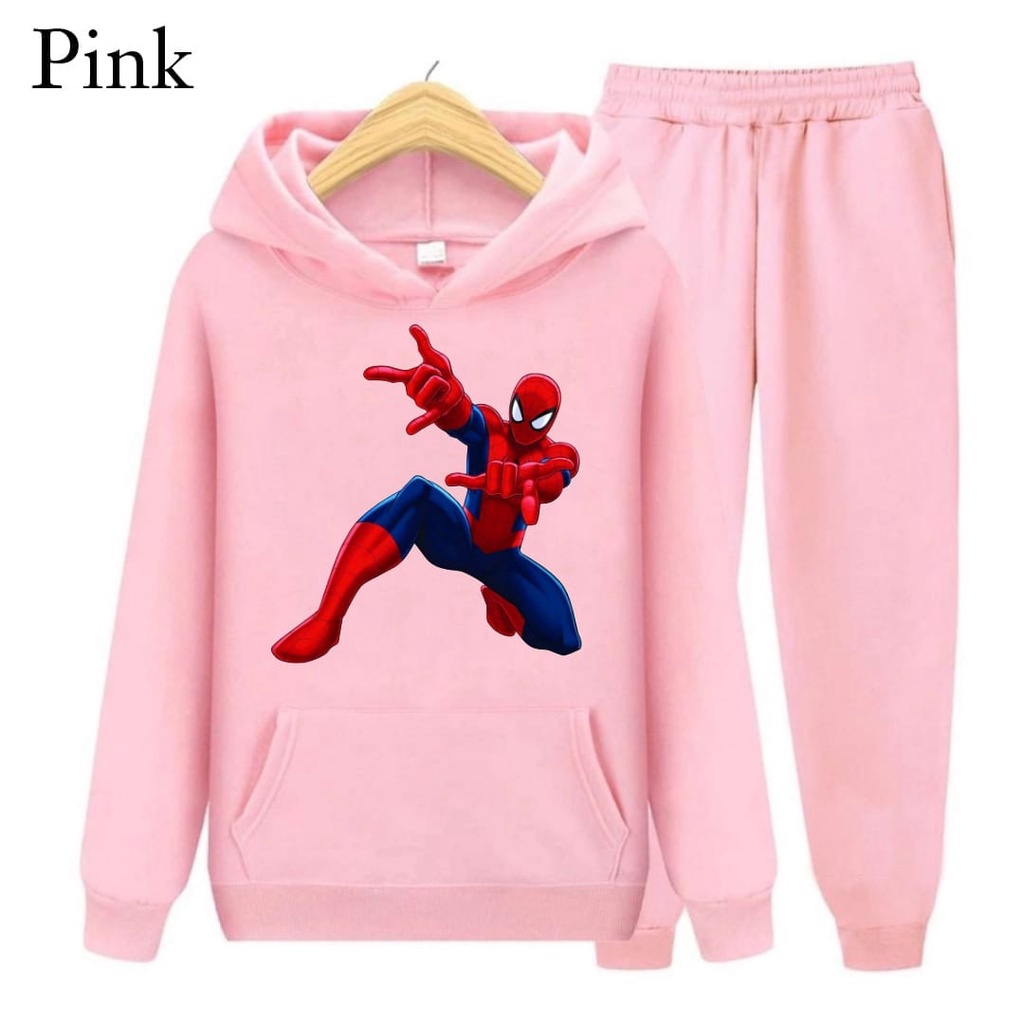 Hzl_outfit Setelan Sweater Hoodie Spiderman Anak Laki-Laki/ S.M.XL