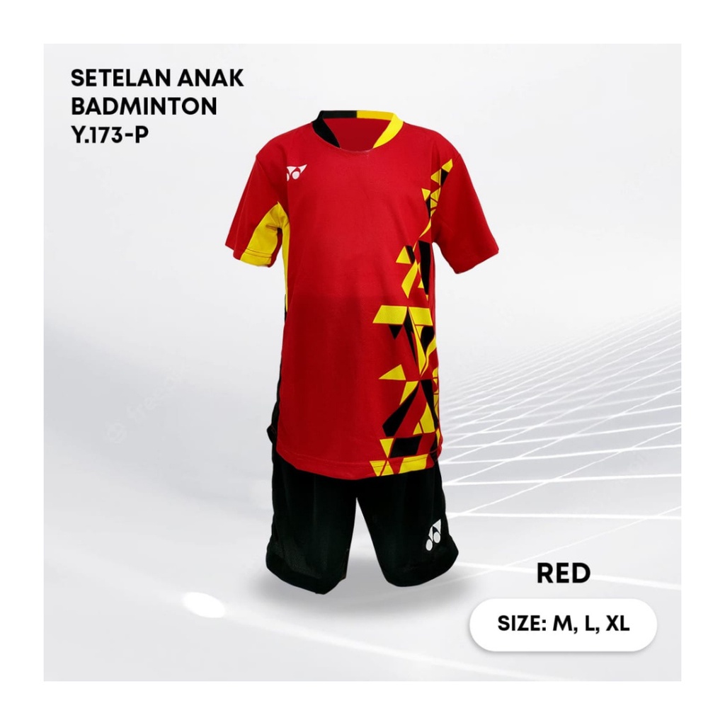 Kaos badminton anak laki-laki ST.Y173 jersey bulutangkis baju celana setelan jersy perempuan stelan t-shirt outfit seragam kostum print olahraga casual suit pakaian jarsey oblong apparel sports jersi sudirman thomas uber cup bulu tangkis merah polos