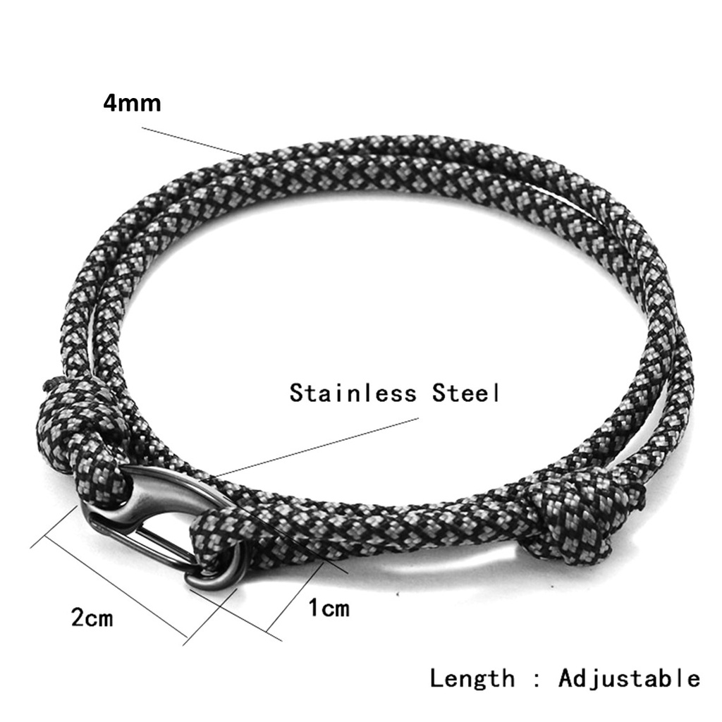 Gelang Paracord Motif Pengait Tipe C Shakle Buckle 2 Layer Elegan Pria Wanita Pendaki Gunung Survival