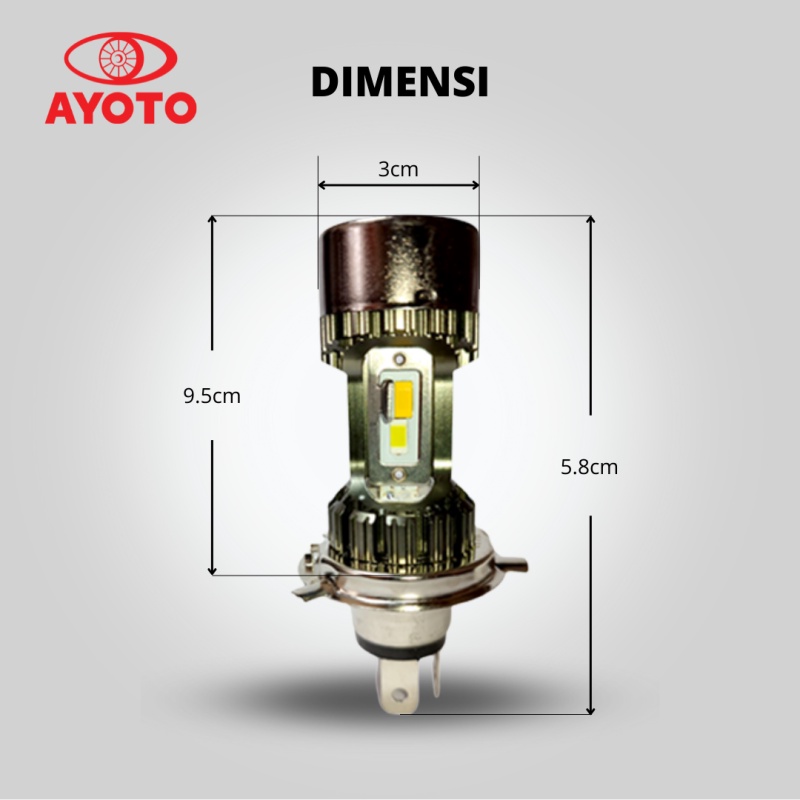 1PC LAMPU LED MOBIL MOTOR AYOTO A2-H4 PNP 45 WATT 10000LM JAMIN TERANG