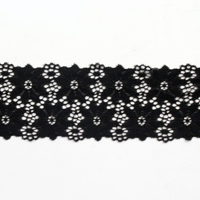 Renda (Per Meter) Rds393 Renda Stretch Elastis Hitam Lebar 6,5Cm