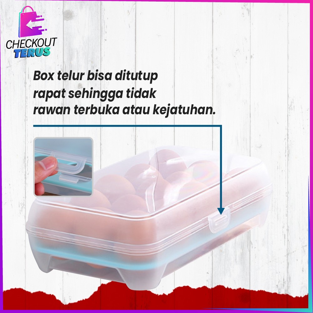 CT C791 Kotak Tempat Rak Susun Penyimpanan Telur 15 Lubang Sekat Egg Box Storage Organizer Wadah Tempat Telor Anti Pecah