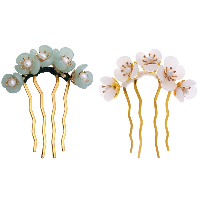 Anyaman Jepit Rambut Fashion Bunga Mutiara U Berbentuk Hiasan Kepala Jepit Rambut Plum Blossom Retro Aksesoris Rambut Untuk Wanita Hair Clip Jewelry