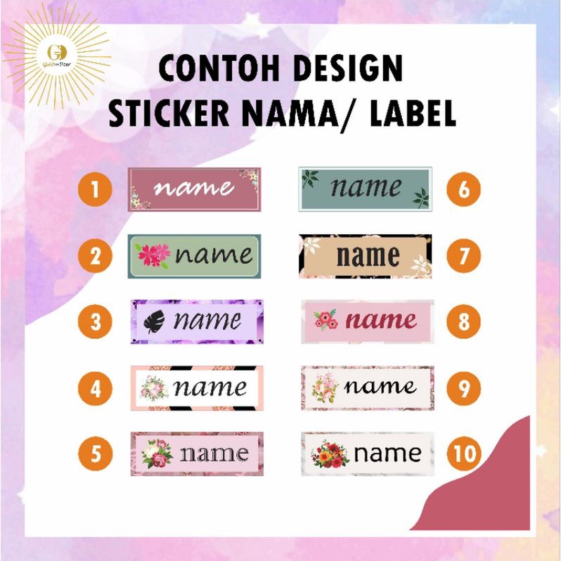 

Sticker Nama/ Label | Cetak Stiker Label Nama/ Label Motif Flowers | FREE CUTTING #Style1