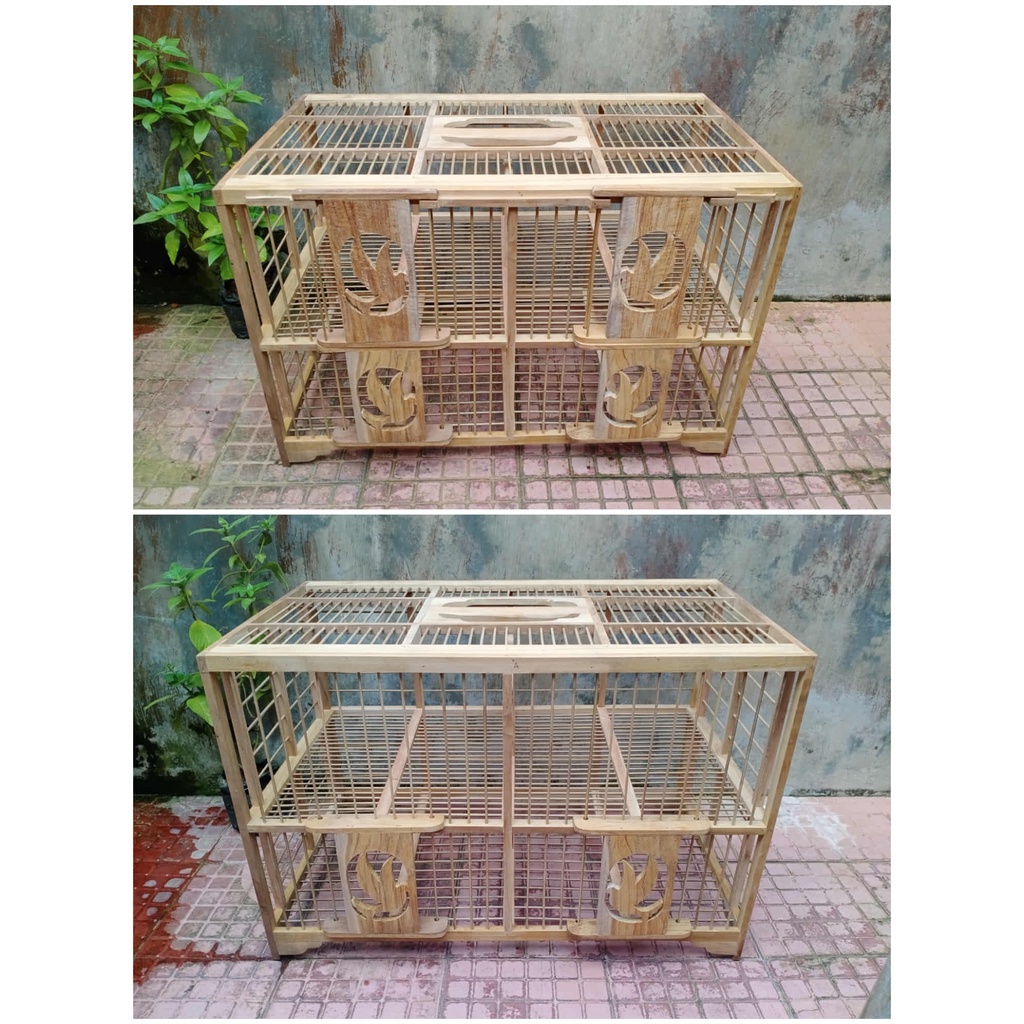 Dongdang Merpati 4 Pintu Kayu Jati Jeruji Bambu | Dondang Merpati Kayu Jati Asli | Kandang Merpati