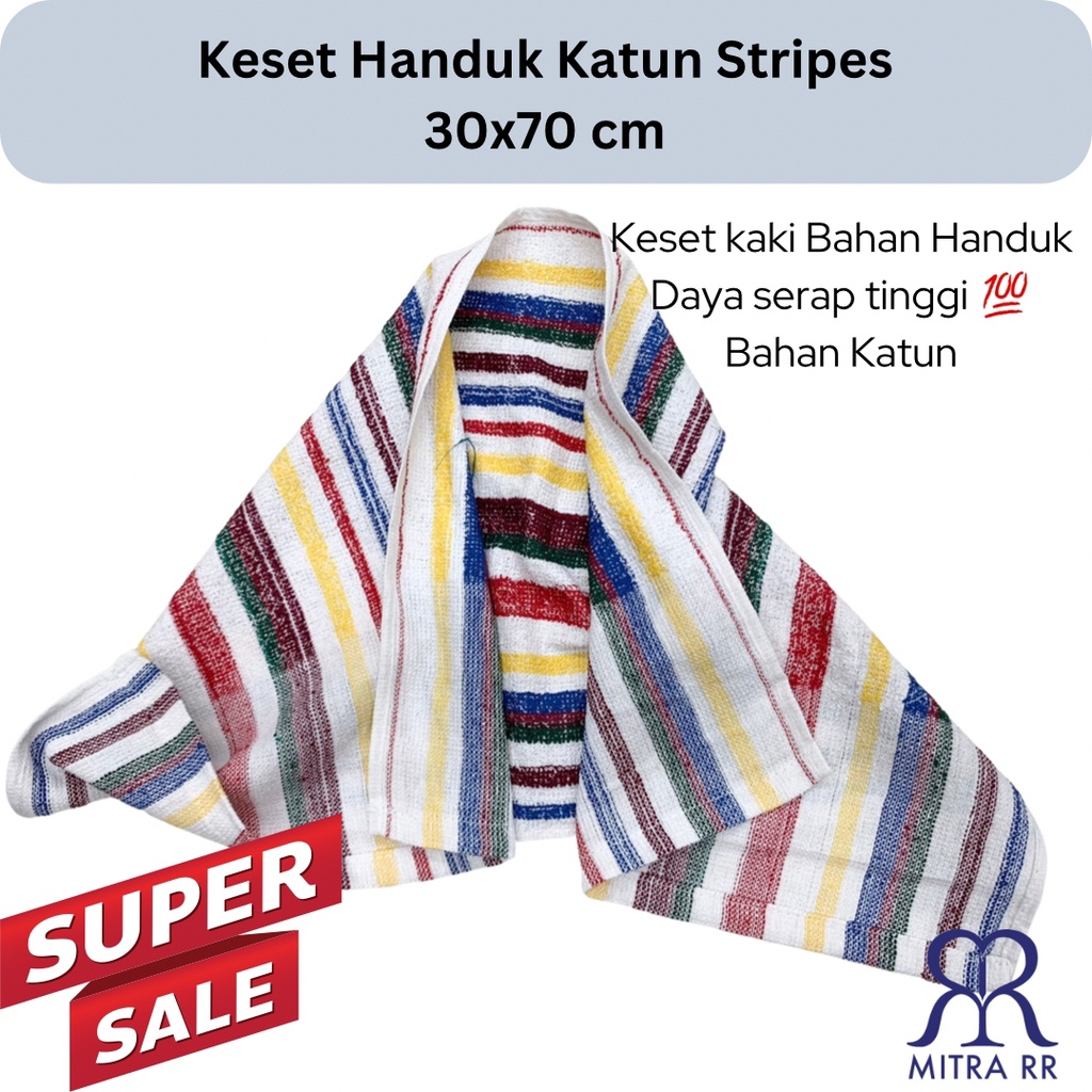 Keset Handuk Katun Stipes 30 x 70 m | Handuk Keset Tipis Menyerap