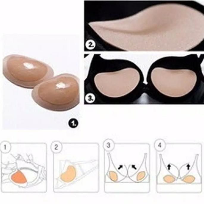 JB SILICONE BRA PAD BIKINI PUSH UP BRA TEMPEL PENAMBAH CUP BH SILIKON - Beige