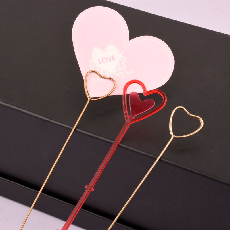 Stick Kartu Plastik Bentuk Love Ecer Per Tangkai Plastic Stick Card Holder KB16