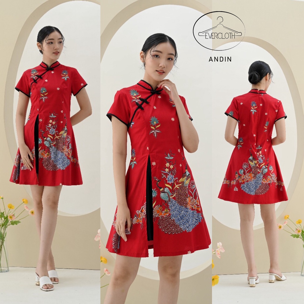 Evercloth Andin Dress Batik Wanita Terusan Batik Couple Modern Kebaya