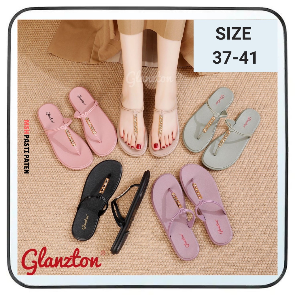 Glanzton 1912 Sandal Flat Jelly Wanita Dewasa Sandal Teplek Import