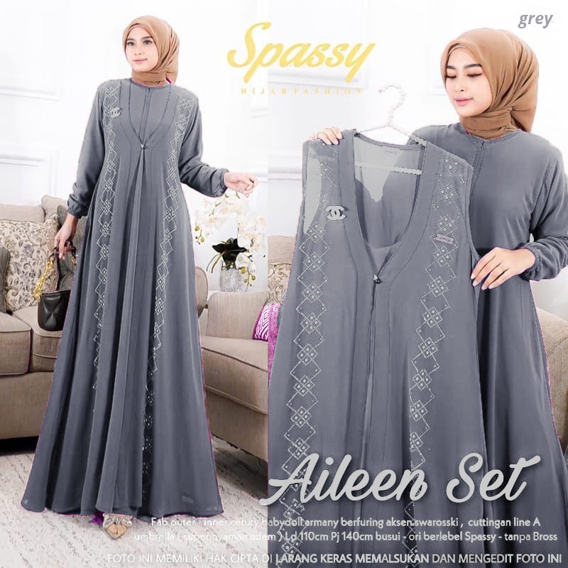 [Ada jumbo] AILEEN set / Ailen Dres / Aileen Dress / Aileen Gamis-Grey
