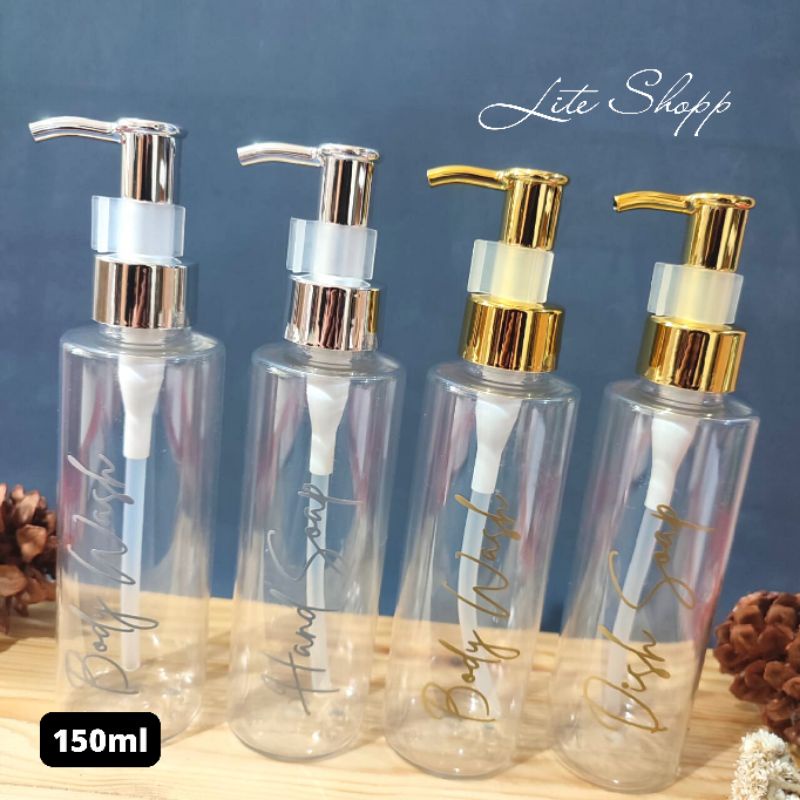 Botol Sabun Cair Luxury Aesthetic 150ml Transparan GOLD &amp; SILVER