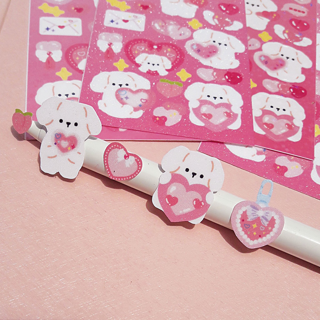 

Milkyyjoy Deco Sticker Sheet - Snowy Love / Stiker Dekorasi tema Hati (Cinta)