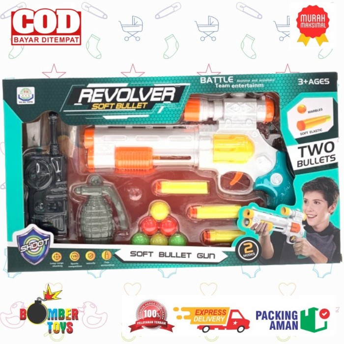 MAINAN ANAK TEMBAK TEMBAKAN SOFT BULLET GUN 2 in 1 KADO TERBAIK BOY